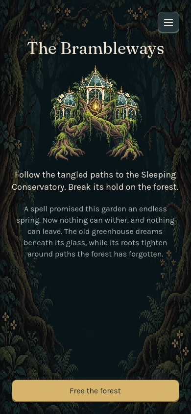 The Brambleways region introduction, with its guardian and native story artwork