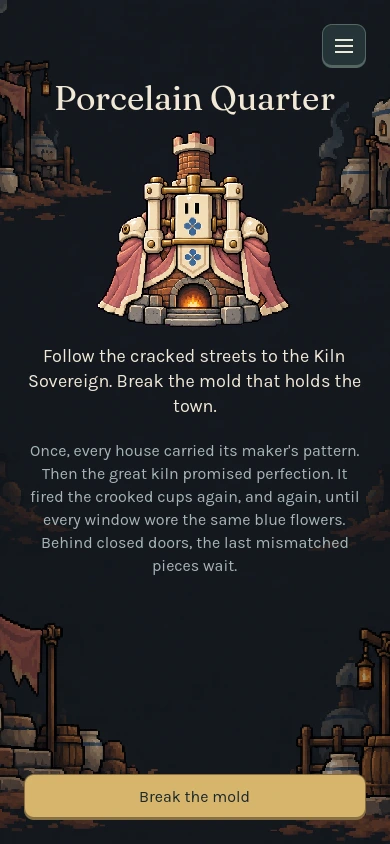 Porcelain Quarter region introduction, with its guardian and native story artwork